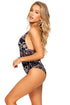 Luli Fama Night Glam Laced Up Back High Leg One Piece