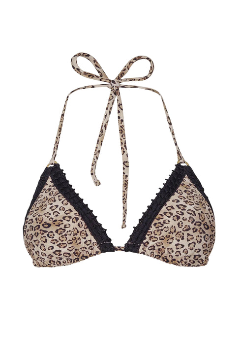 PQ Swim Swim Leopard Kyle Crochet Trim Triangle Top