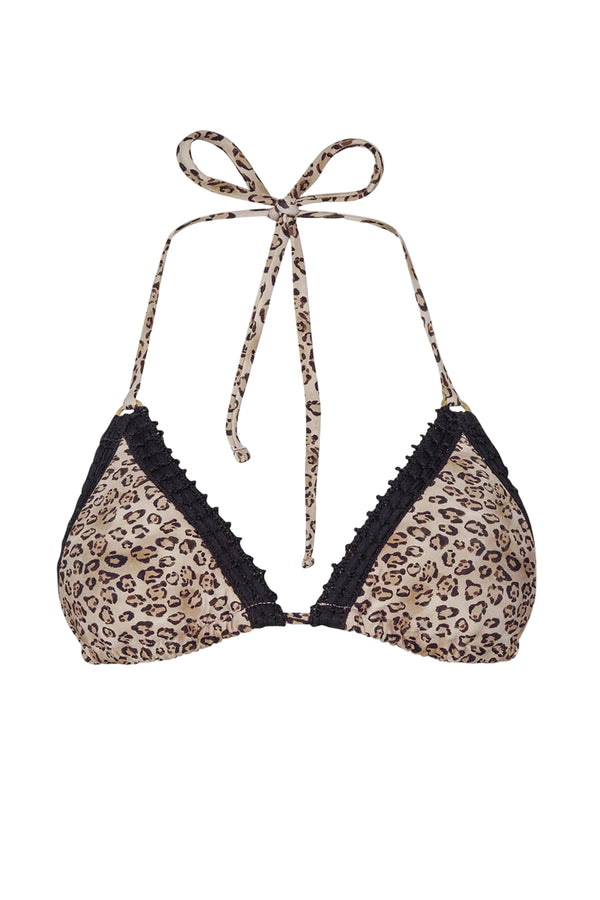 PQ Swim Swim Leopard Kyle Crochet Trim Triangle Top