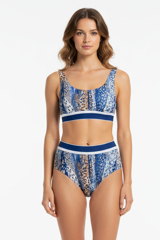 Shan Blue Africa Full coverage high waist bikini bottom
