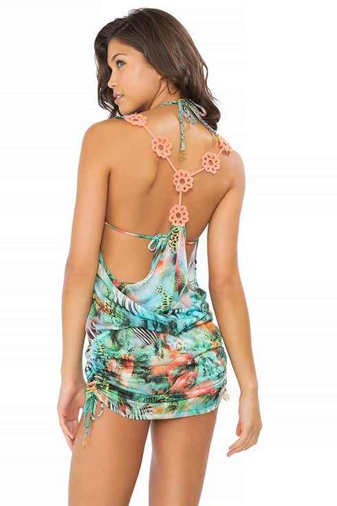 Luli Fama Miami Nice Crochet Sexy Back Mini Dress