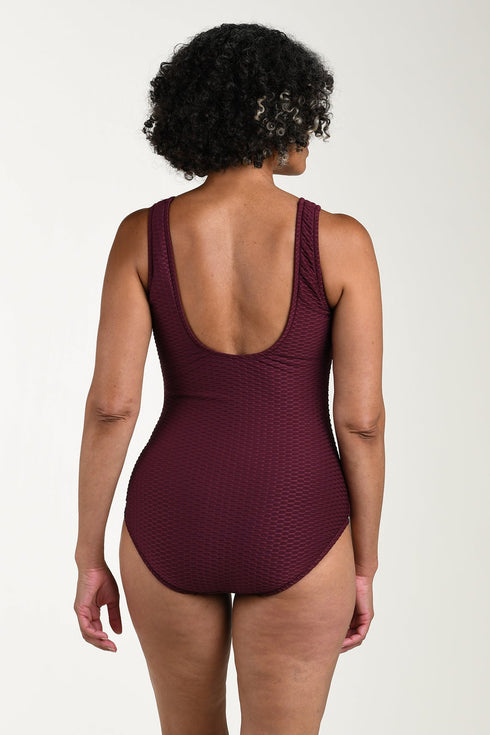 Maxine Of Hollywood Textured Spa Solids High Neck One Piece