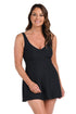 Maxine Of Hollywood Solid Textured Spa V Neck Swimdress