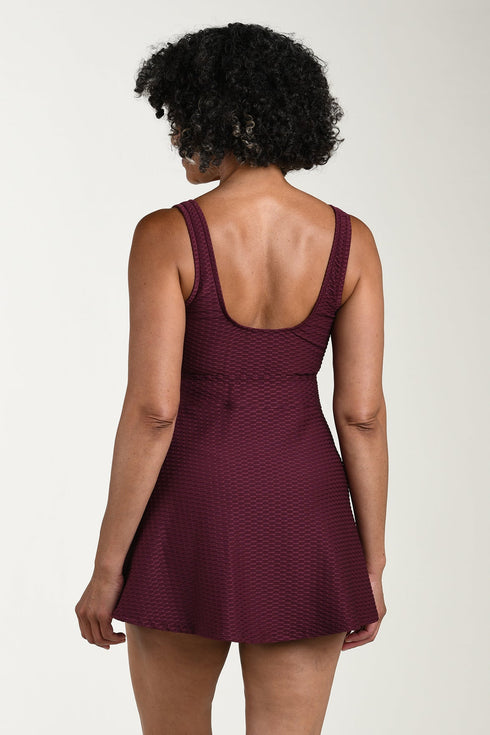 Maxine Of Hollywood Solid Textured Spa V Neck Swimdress