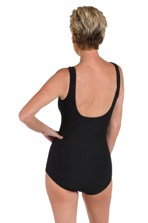 Maxine Of Hollywood Textured Spa Solids Girl Leg One Piece