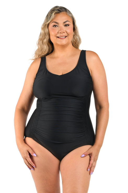 Maxine Of Hollywood Solid Over The Shoulder Maillot