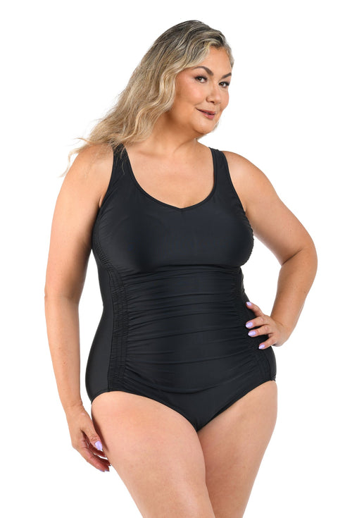 Maxine Of Hollywood Solid Over The Shoulder Maillot