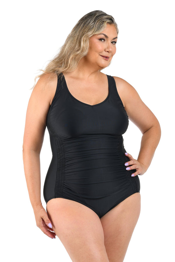 Maxine Of Hollywood Solid Over The Shoulder Maillot
