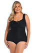 Maxine Of Hollywood Textured Spa Solids Girl Leg One Piece