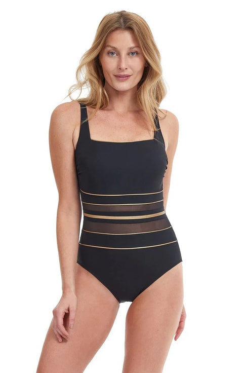 Gottex Onyx Square Neck One Piece Swimsuit