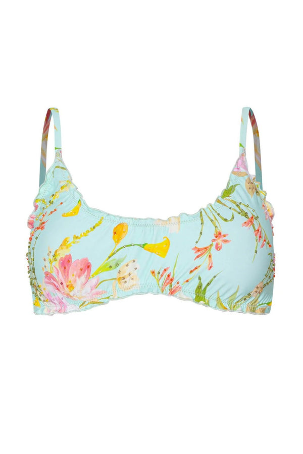 PQ Swim Petal Embroidered Lettuce Edge Bralette Top
