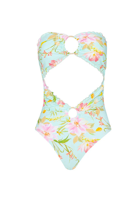 PQ Swim Petal Lettuce Edge Strapless Ring One Piece