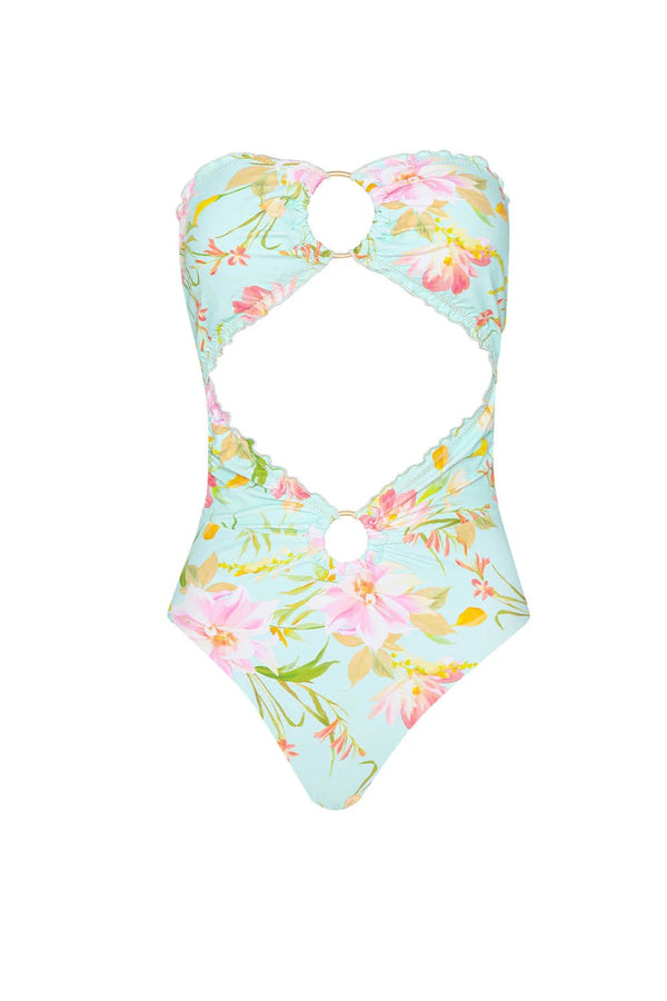 PQ Swim Petal Lettuce Edge Strapless Ring One Piece