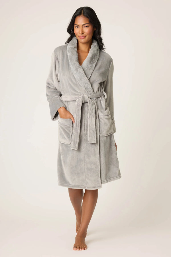 Pj Salvage Luxe Plush Solid Frost Gray Robe