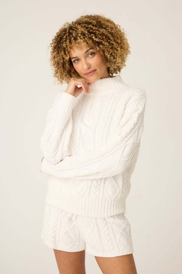 PJ Salvage Cozy Chenille Cable Knit Long Sleeve Top