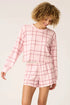Pj Salvage Boyfriend Boxer Plaid Shorts Set