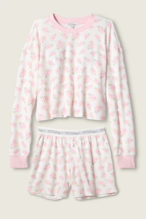 Pj Salvage Boyfriend Boxer Ditsy Floral Shorts Set