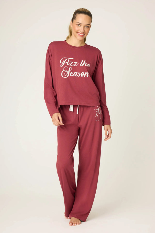 Pj Salvage Fizz the Season Long Sleeve Lounge Set