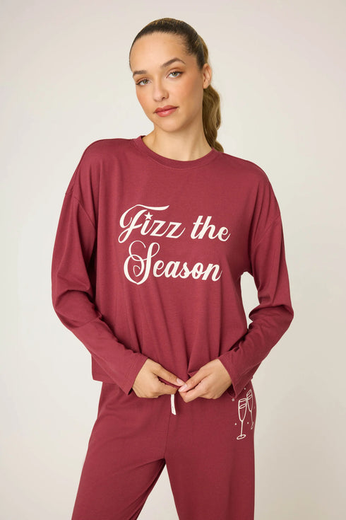 Pj Salvage Fizz the Season Long Sleeve Lounge Set