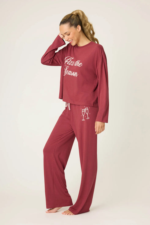 Pj Salvage Fizz the Season Long Sleeve Lounge Set