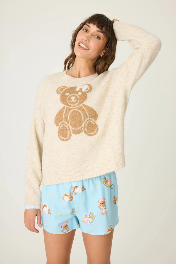 Pj Salvage Teddy Bear Graphic Snuggle Sweater