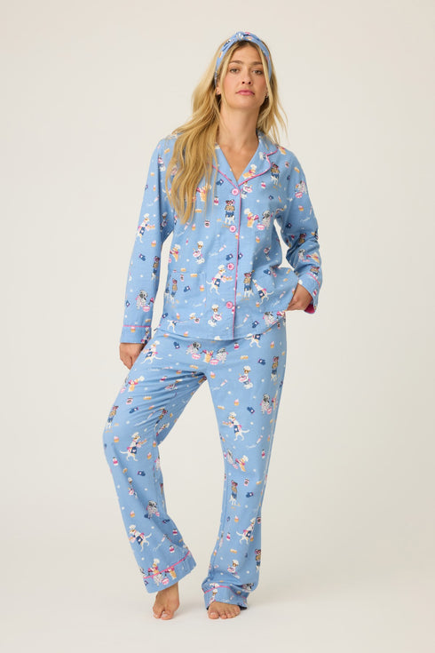 Pj Salvage Flannels Baked Woof Love Dog Print 3-Piece PJ Set