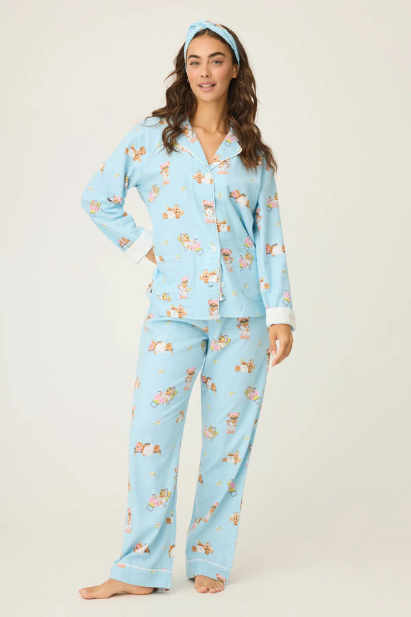 Pj Salvage Flannels Beary Cute Bear Print Flannel PJ Set