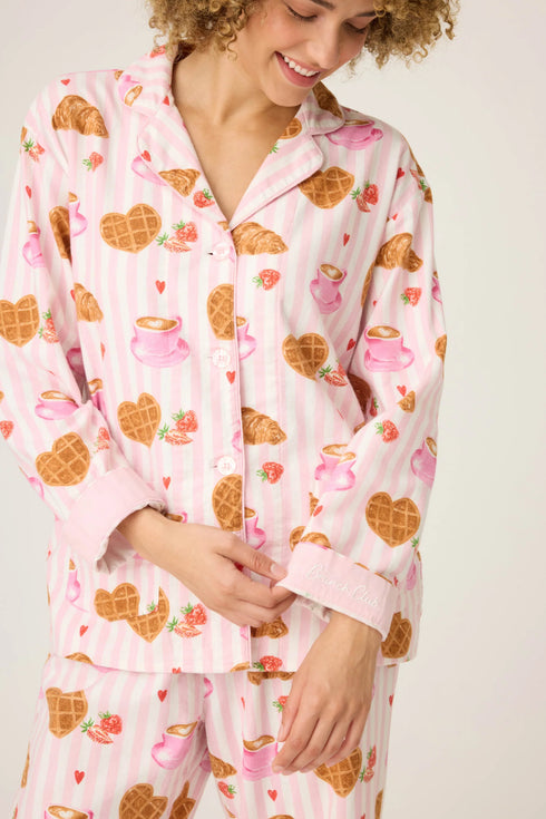 Pj Salvage Flannels Brunch Club Breakfast Print Flannel PJ Set