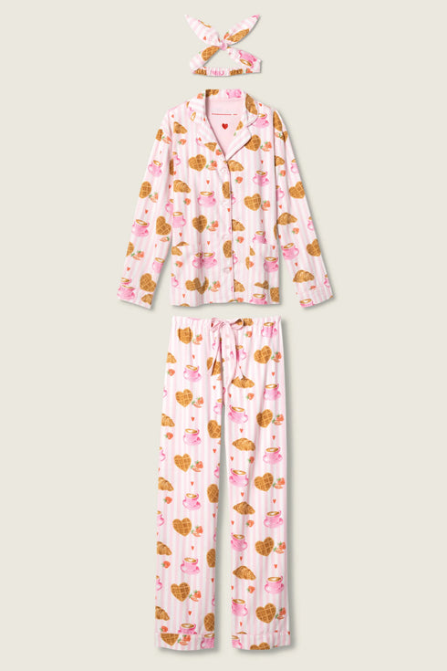 Pj Salvage Flannels Brunch Club Breakfast Print Flannel PJ Set