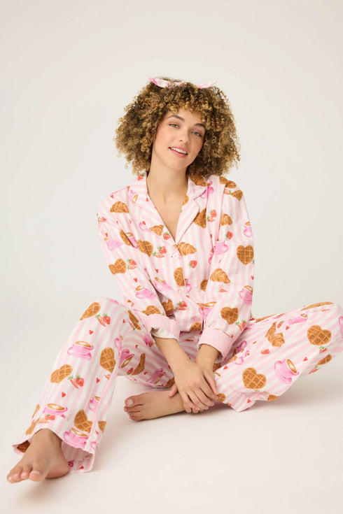 Pj Salvage Flannels Brunch Club Breakfast Print Flannel PJ Set
