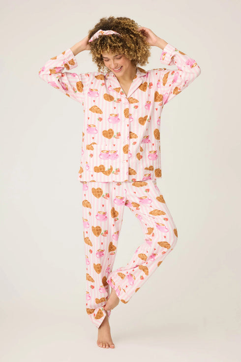 Pj Salvage Flannels Brunch Club Breakfast Print Flannel PJ Set