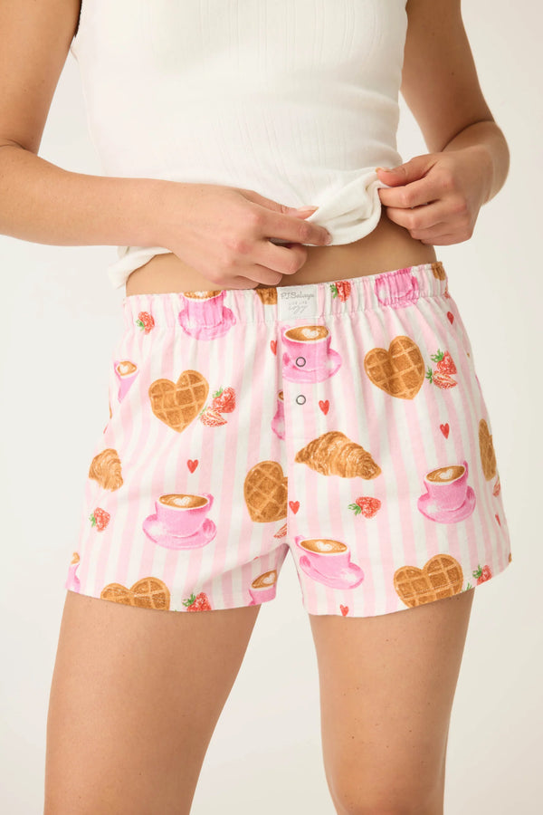Pj Salvage Flannels Brunch Club Breakfast Print Shorts