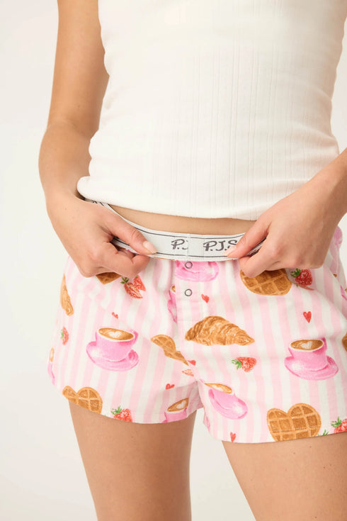 Pj Salvage Flannels Brunch Club Breakfast Print Shorts