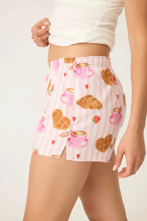 Pj Salvage Flannels Brunch Club Breakfast Print Shorts