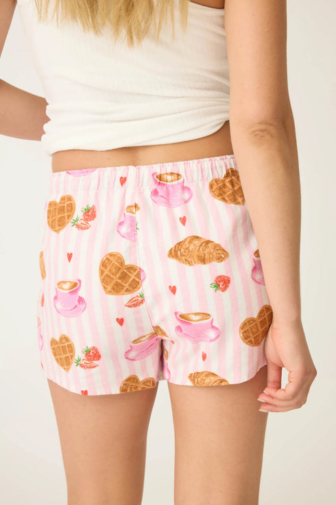 Pj Salvage Flannels Brunch Club Breakfast Print Shorts