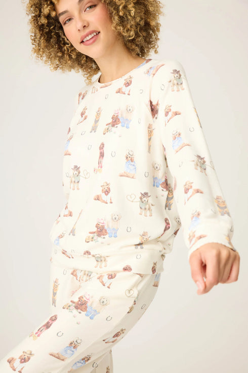 Pj Salvage Ruff On The Range Dog Print Long Sleeve Top