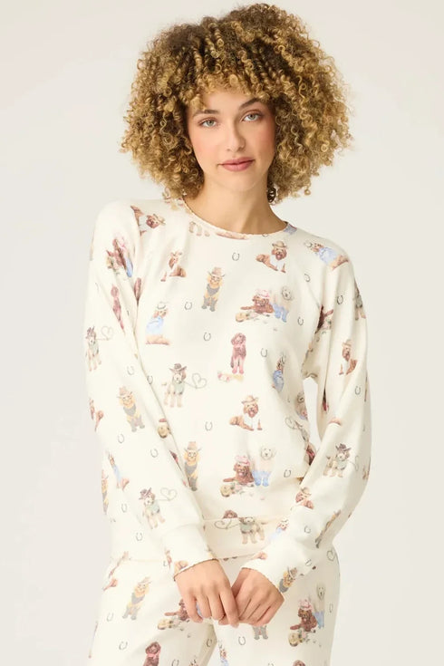 Pj Salvage Ruff On The Range Dog Print Long Sleeve Top