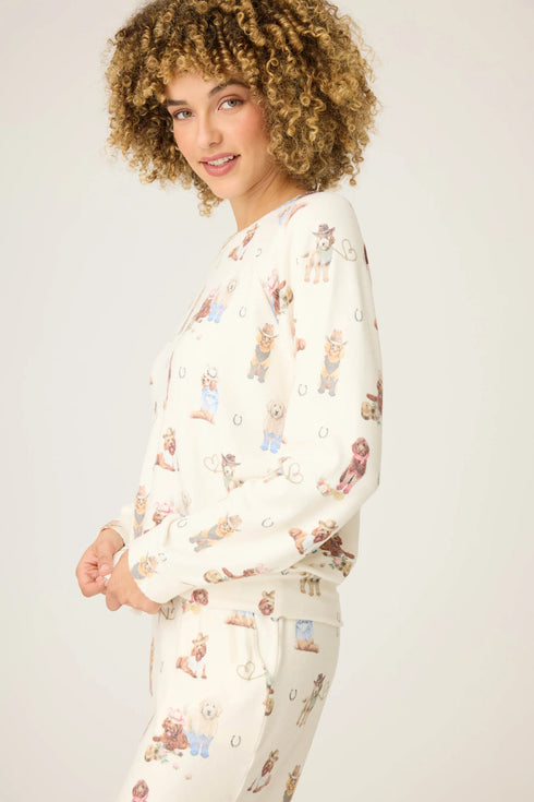 Pj Salvage Ruff On The Range Dog Print Long Sleeve Top