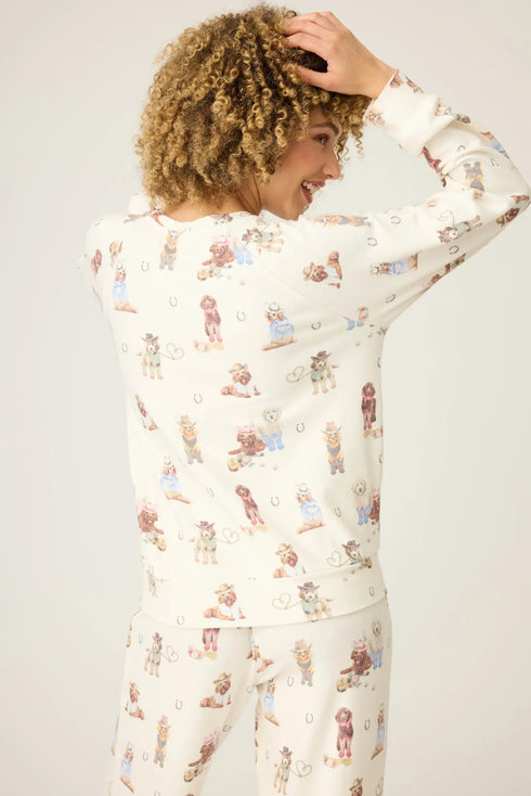 Pj Salvage Ruff On The Range Dog Print Long Sleeve Top