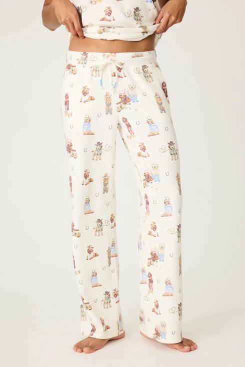 Pj Salvage Ruff On The Range Dog Print Open Leg Pant