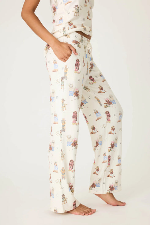 Pj Salvage Ruff On The Range Dog Print Open Leg Pant