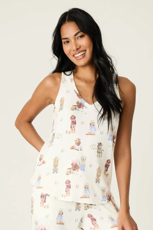 Pj Salvage Ruff On The Range Dog Print Tank Top