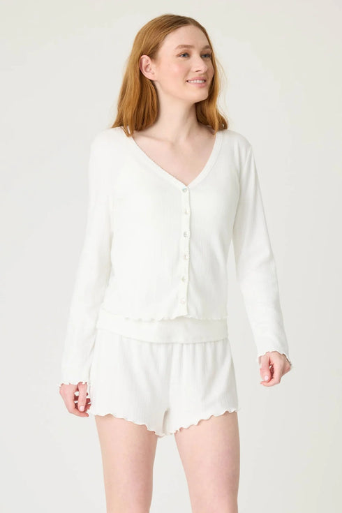 Pj Salvage Pointelle Essentials Short Cardigan and Shorts Set