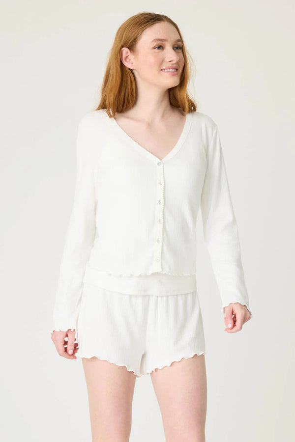 Pj Salvage Pointelle Essentials Short Cardigan and Shorts Set
