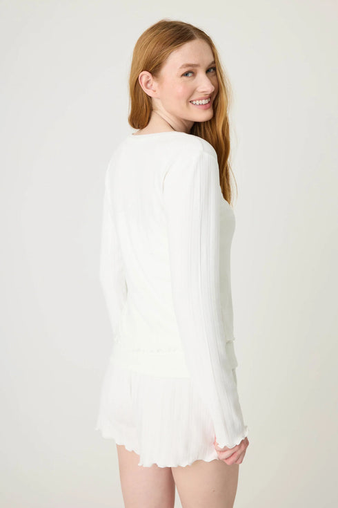 Pj Salvage Pointelle Essentials Short Cardigan and Shorts Set