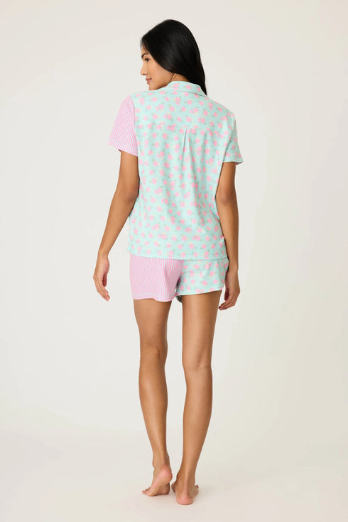 Pj Salvage Secret Garden Striped Floral Short Set