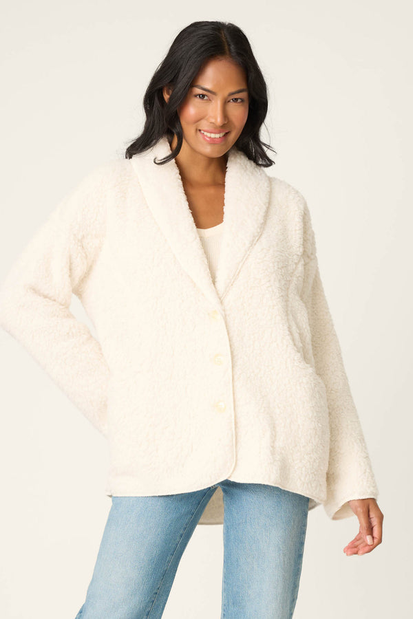 Pj Salvage Luxe Natural Faux Shearling Cardigan