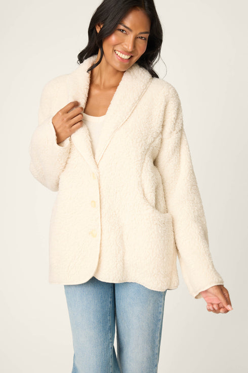 Pj Salvage Luxe Natural Faux Shearling Cardigan