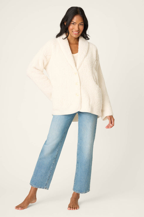 Pj Salvage Luxe Natural Faux Shearling Cardigan