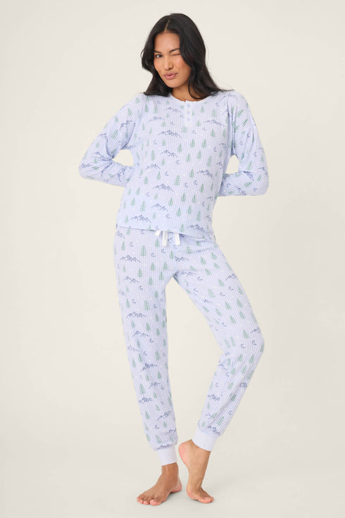 Pj Salvage Ski Jammie Classics Mountain Dreams Print PJ Set